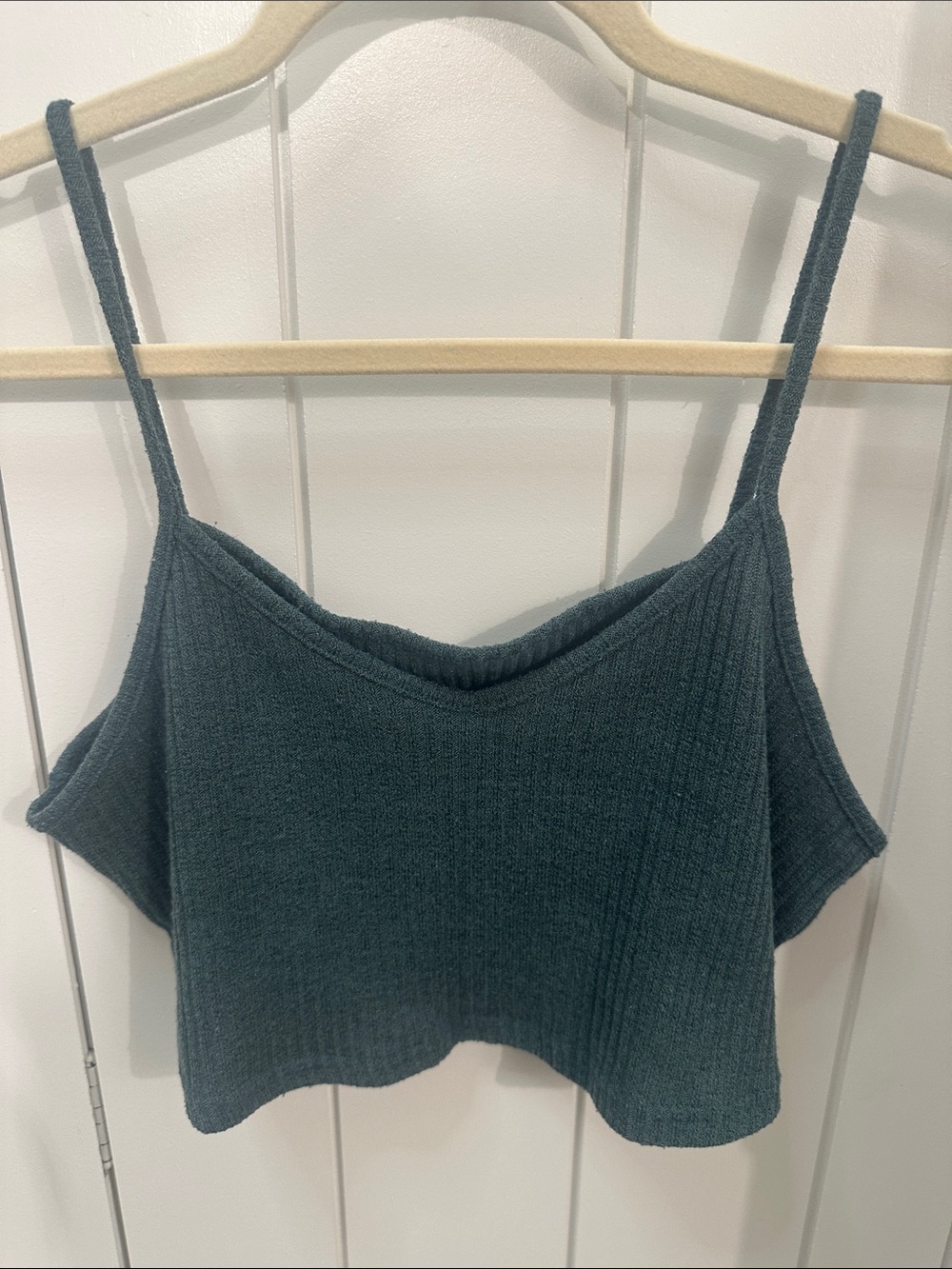 Joe Fresh Teal Ribbed Knit Cropped Cami